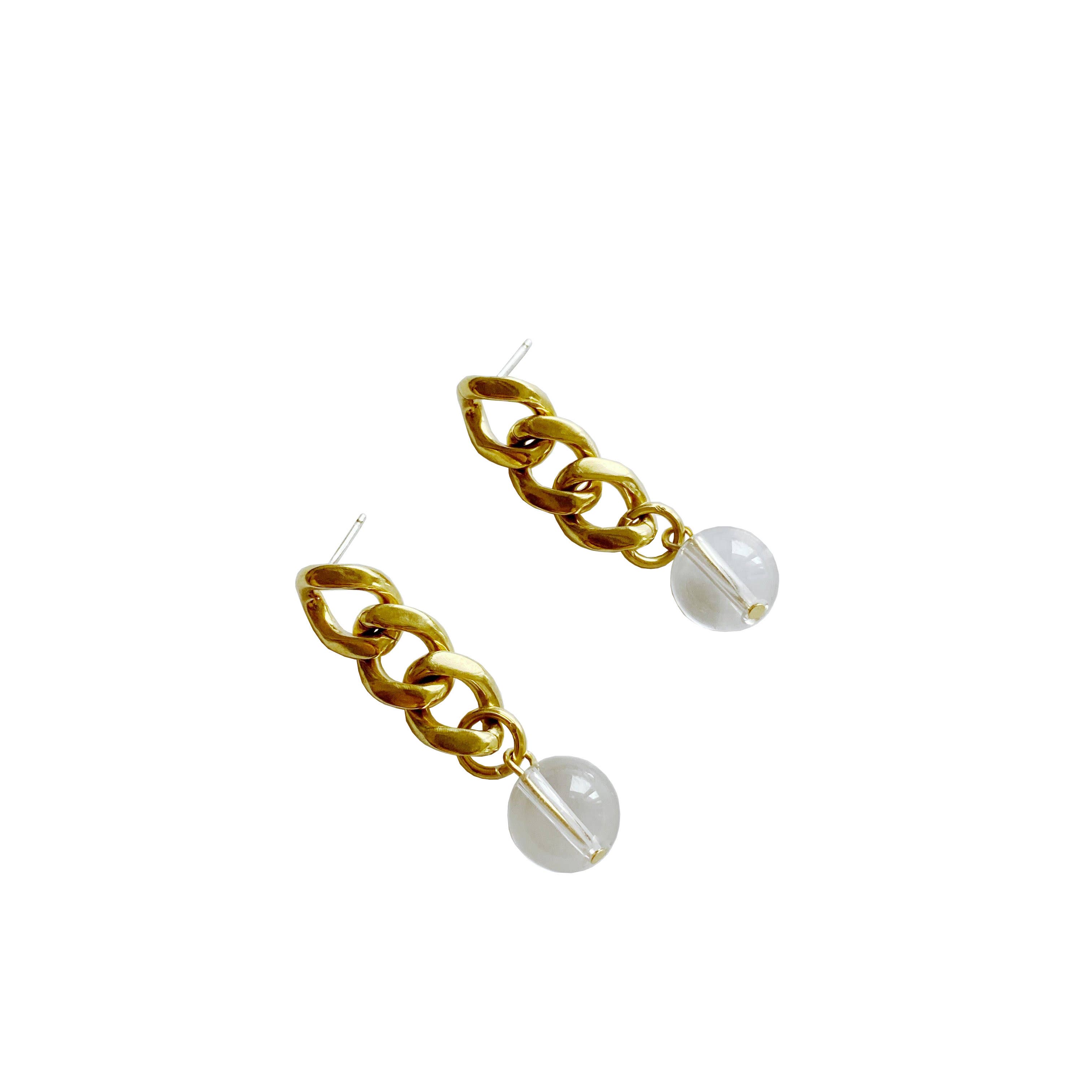 1 Paar Modeschmuck Ohrringe Clips Perlen und brauner Strass 2cm